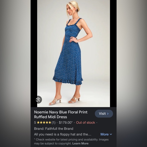 Faithful the Brand Blue Noemie ruffle slip dress XS (Lulus) - Picture 9 of 9